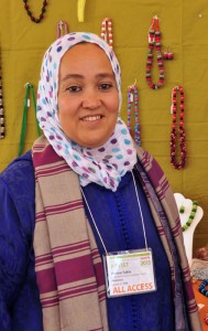 Moroccan artist Amina Yabis at the Santa Fe Folk Art Market 2013.