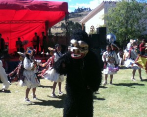 Male dancer dressed in animal suit. 
